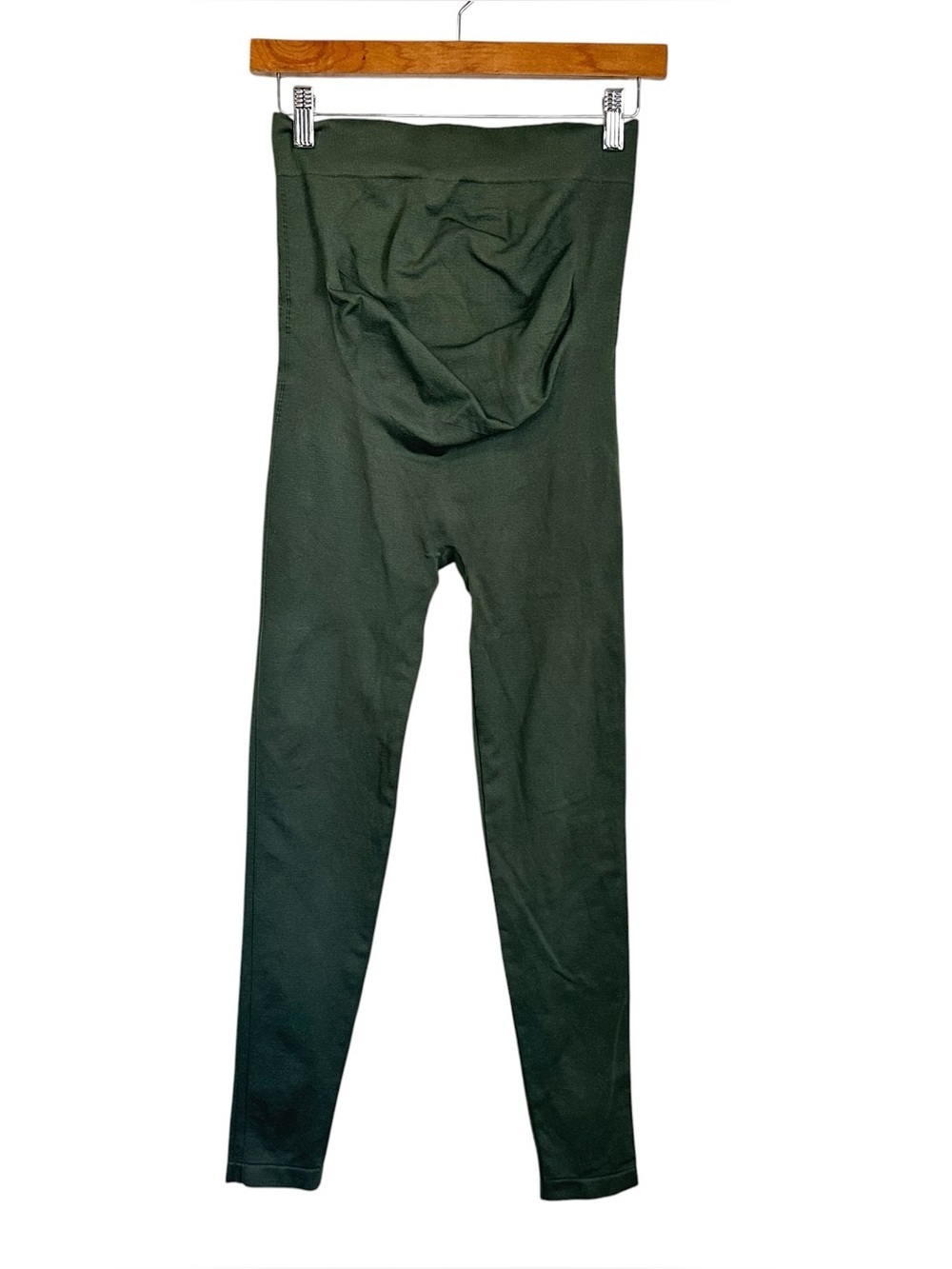 BLANQI Everyday Maternity Belly Support Leggings Sz Med Green Tagless Seamless